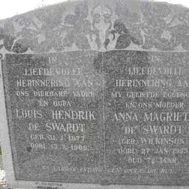 SWARDT Louis Hendrik, de 1877-1962 &amp; Anna Magrieta WILKINSON -1953