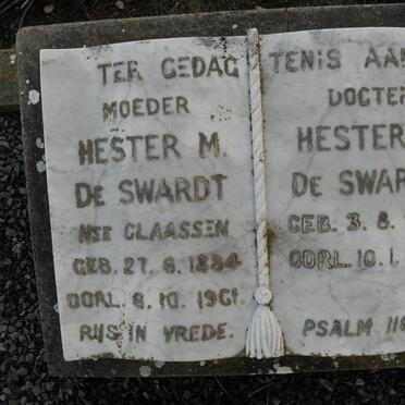 SWARDT Hester M., de nee CLAASSEN 1884-1961 :: DE SWARDT Hester M. 1927-1955