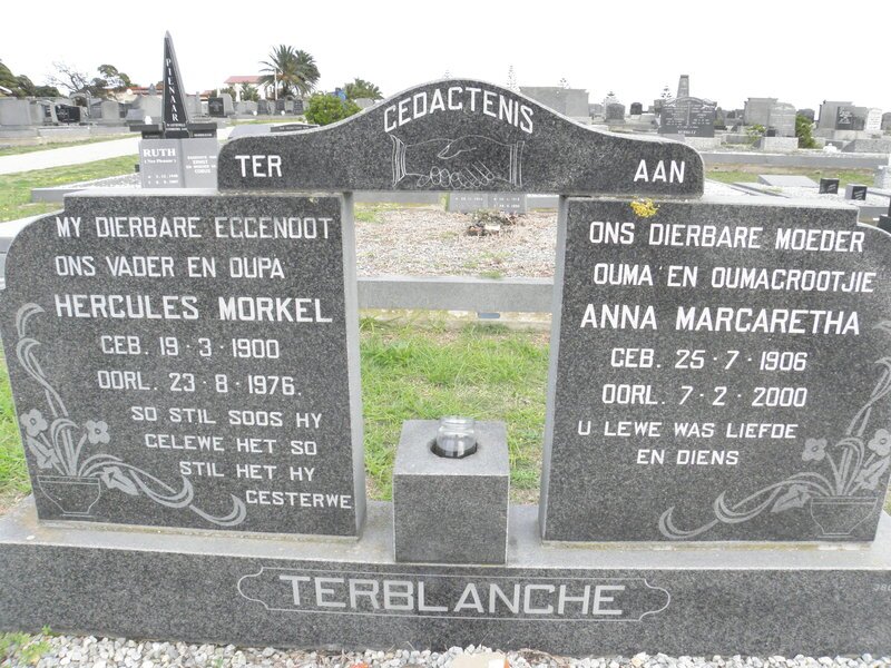 TERBLANCHE Hercules Morkel 1900-1976 &amp; Anna Margaretha 1906-2000
