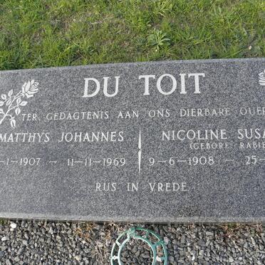 TOIT Matthys Johannes, du 1907-1969 &amp; Nicoline Susanna RABIE 1908-1984
