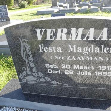 VERMAAK Festa Magdalena nee ZAAYMAN 1912-1999