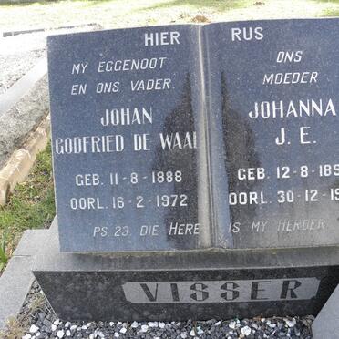 VISSER Johan Godfried De Waal 1888-1972 &amp; Johanna J.E,. 1895-1987