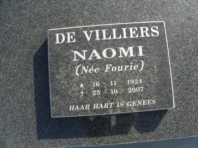 VILLIERS Naomi, de nee FOURIE 1924-2007