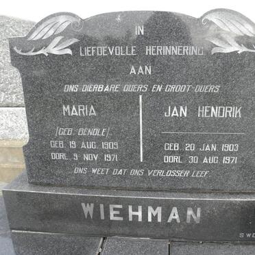 WIEHMAN Jan Hendrik 1903-1971 &amp; Maria BENDLE 1909-1971
