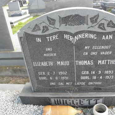 WIGGETT Thomas Matthew 1893-1973 &amp; Elizabeth Maud 1902-1991