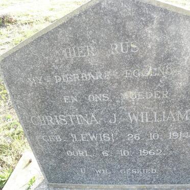 WILLIAMS Christina J. nee LEWIS 1914-1962
