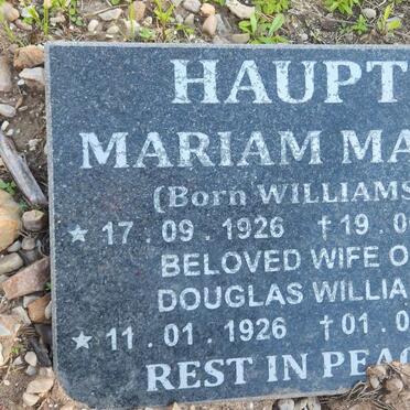 HAUPT Douglas William 1926-1996 & Mariam Mary WILLIAMS 1926-2015