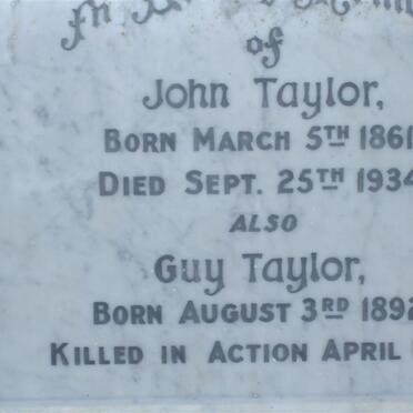 TAYLOR John 1861-1934 :: TAYLOR Guy 1892-1918