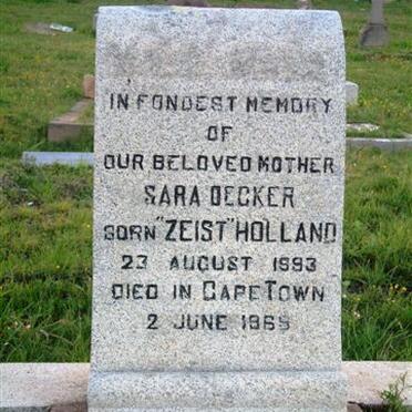 DECKER Sara nee ZEIST 1893-1969