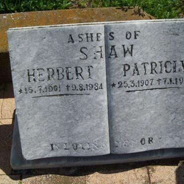 SHAW Herbert 1901-1984 &amp; Patricia 1907-1983 :: COLE Sheila P. 1938-2009