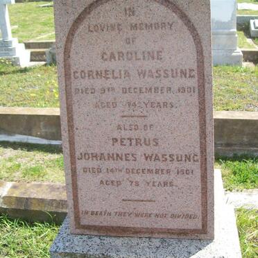WASSUNG Petrus Johannes -1901 &amp; Caroline Cornelia -1901