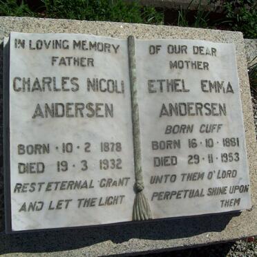 ANDERSEN Charles Nicoli 1878-1932 &amp; Ethel Emma CUFF 1881-1953