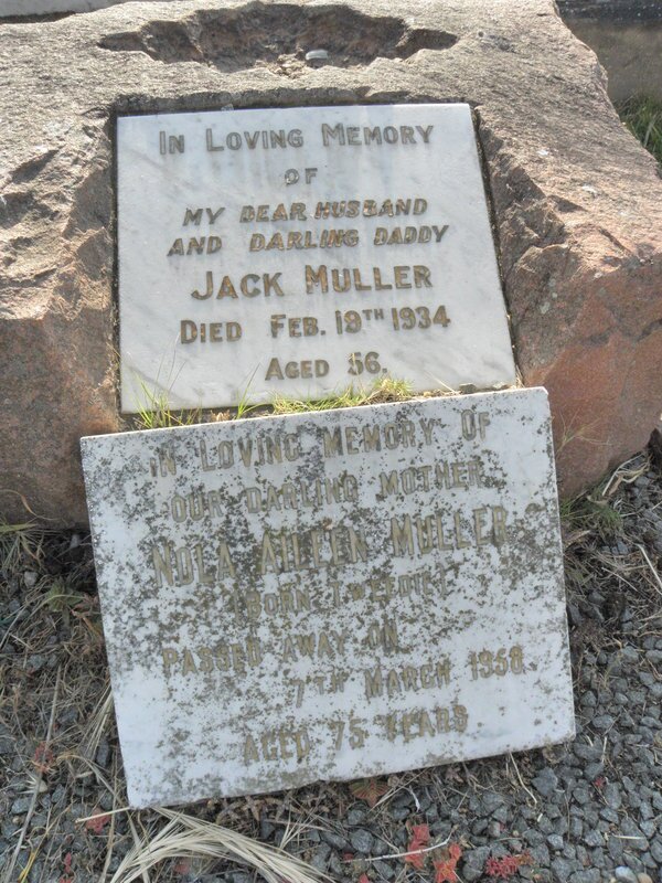 MULLER Jack -1934 &amp; Nola Aileen TWEEDIE -1958