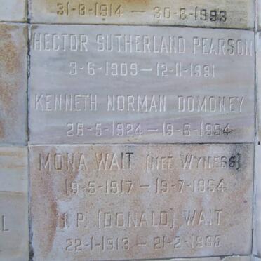 DOMONEY Kenneth Norman 1924-1994 :: PEARSON Hector Sutherland 1909-1991 :: WAIT ? P. 1913-1995 &amp; Mona WYNESS 1917-1994