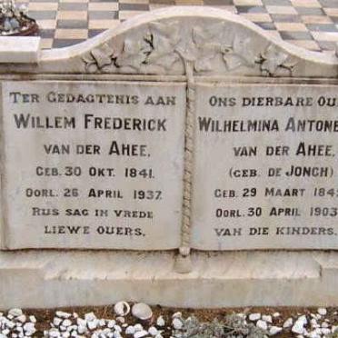AHEE Willem Frederick, van der 1841-1937 &amp; Wilhelmina Antonetta DE JONGH 1845-1903