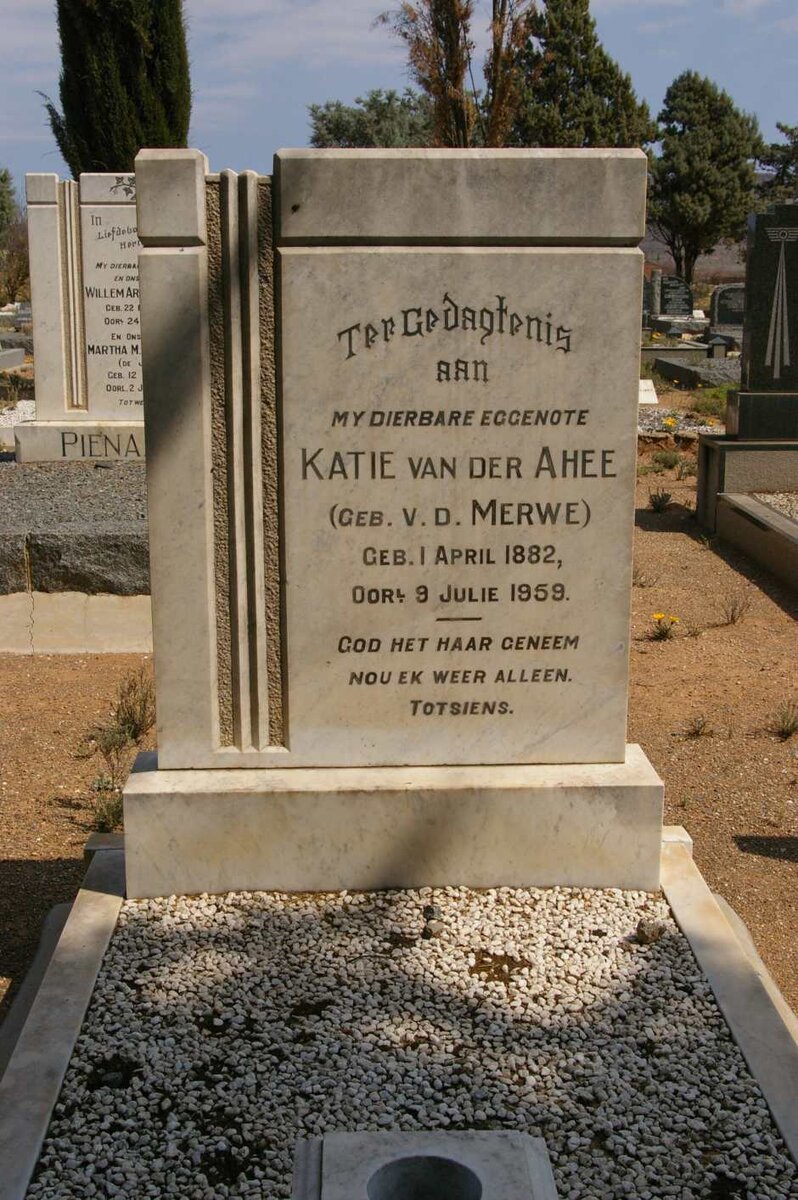 AHEE Katie, van der nee V.D. MERWE 1882-1859