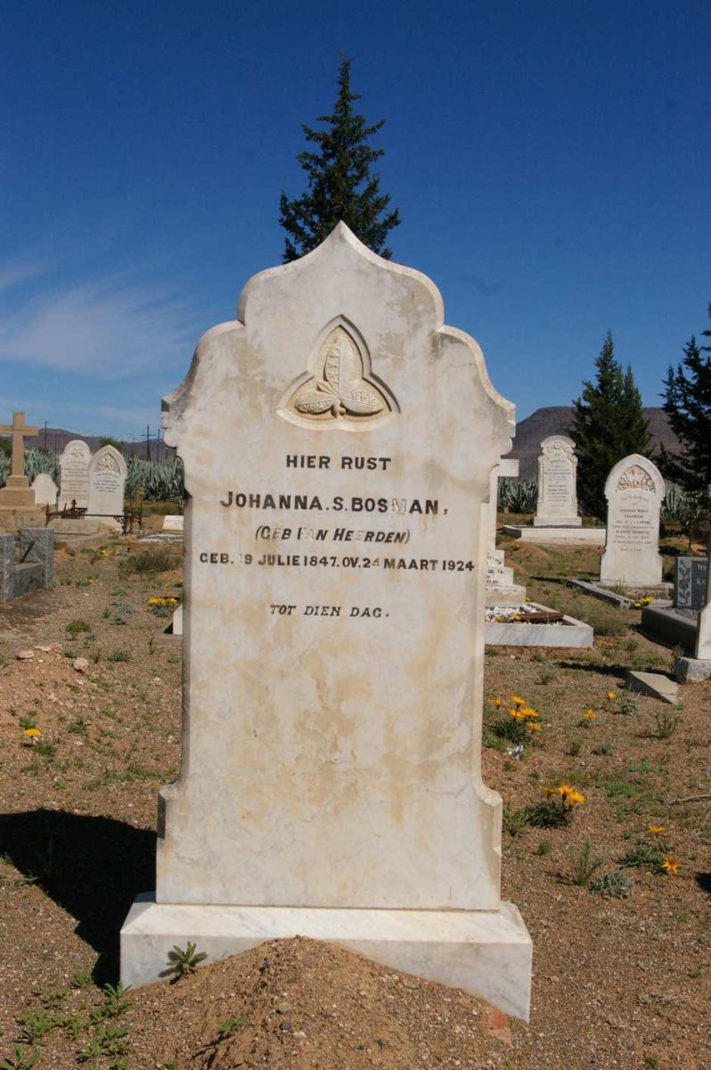 BOSMAN Johanna S. nee VAN HEERDEN 1847-1924