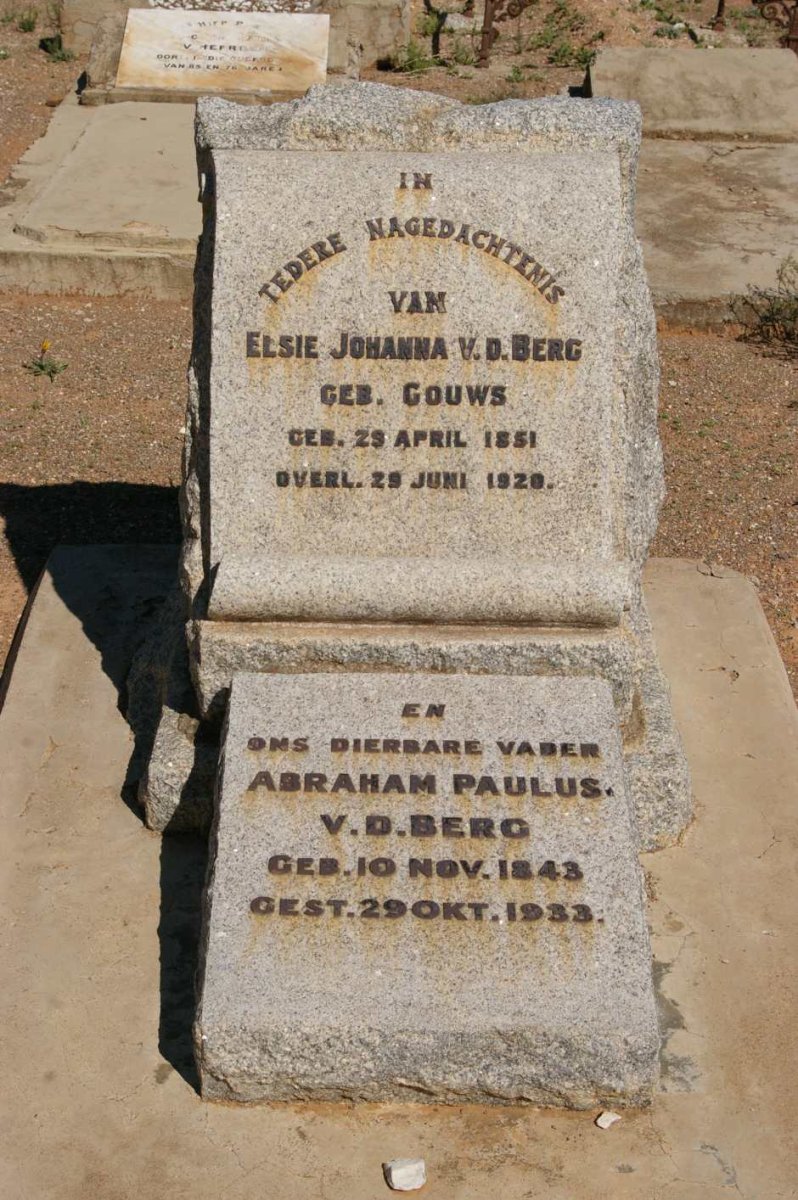 BERG Abraham Paulus, v.d. 1843-1933 &amp; Elsie Johanna GOUWS 1851-1928