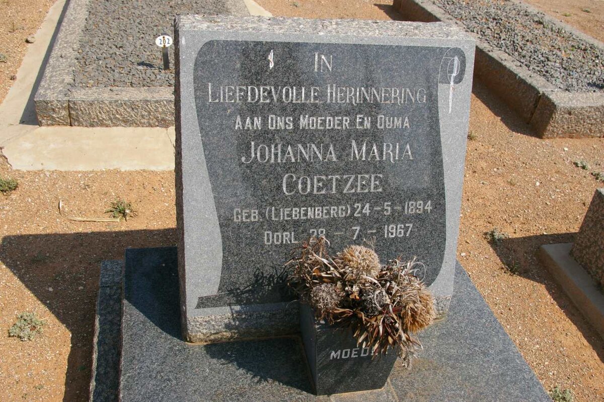 COETZEE Johanna Maria nee LIEBENBERG 1894-1967