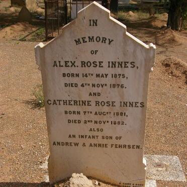 INNES Alex., ROSE 1875-1876 :: ROSE-INNES Catherine 1881-1882 :: FEHRSEN ?