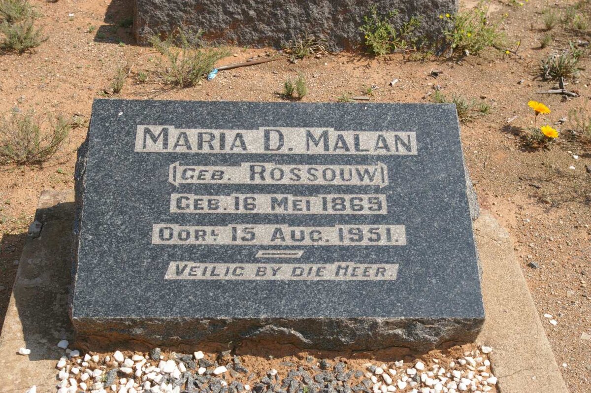 MALAN Maria D. nee ROSSOUW 1869-1951