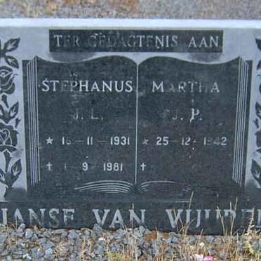 VUUREN Stephanus J.L., Janse van 1931-1981 &amp; Martha J.P. 1942-