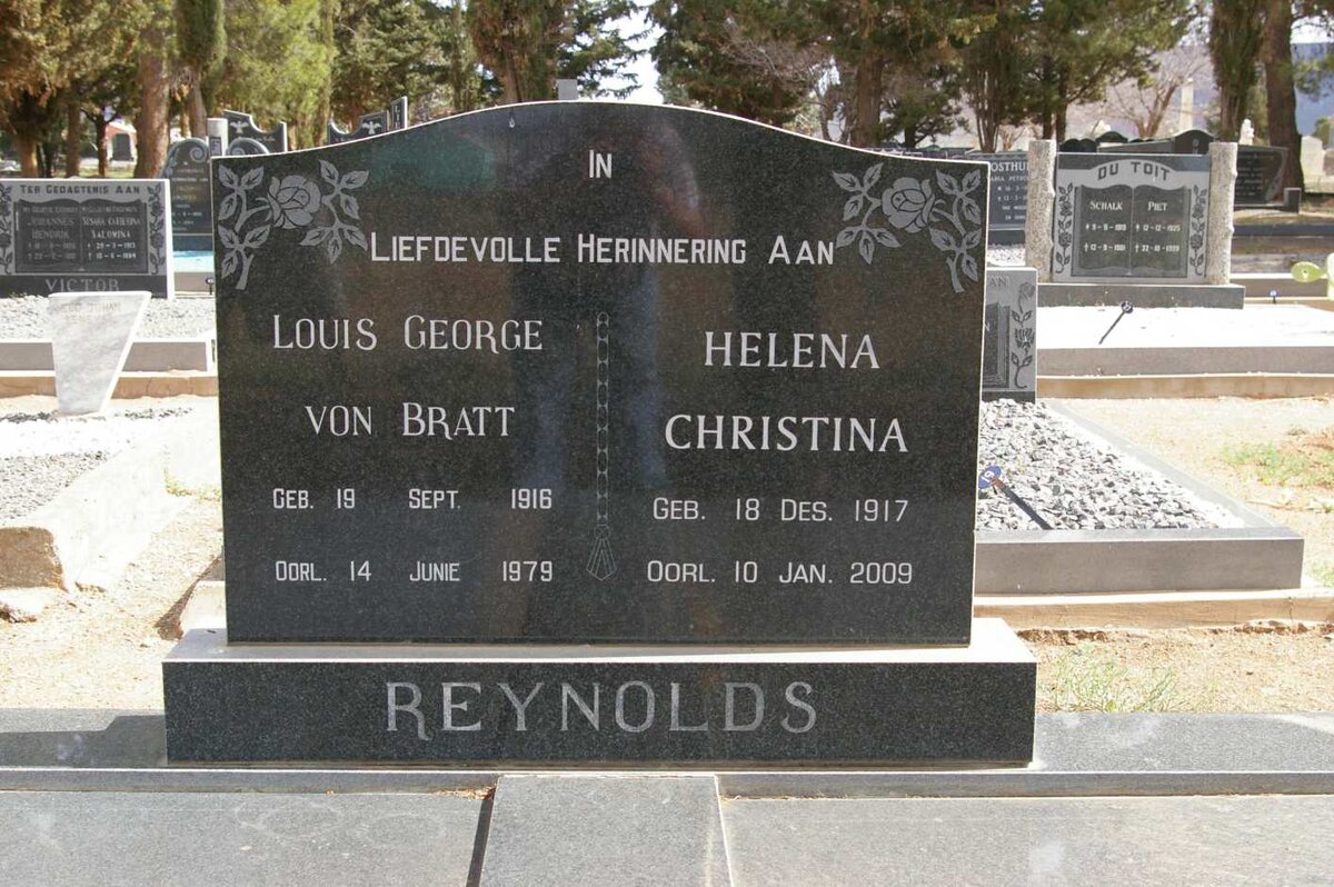 REYNOLDS Louis George von Bratt 1916-1979 &amp; Helena Christina 1917-2009