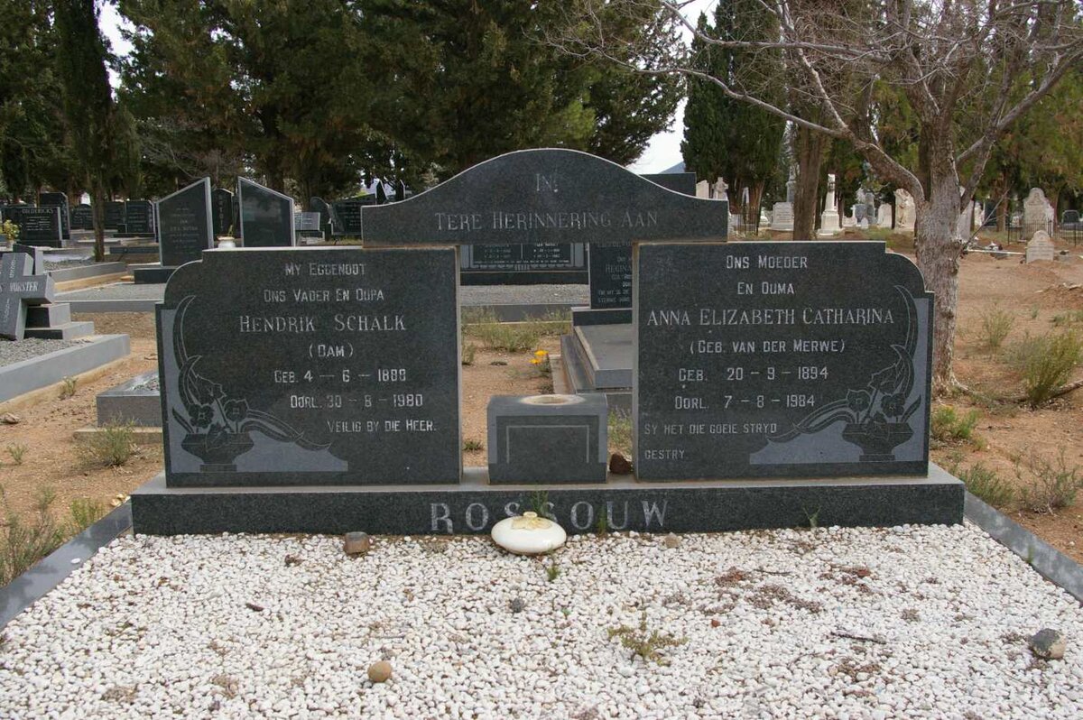 ROSSOUW Hendrik Schalk 1888-1980 &amp; Anna Elizabeth Catharina VAN DER MERWE 1894-1984