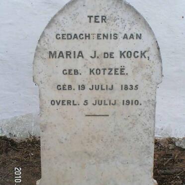 KOCK Maria J., de nee KOTZEE 1835-1910
