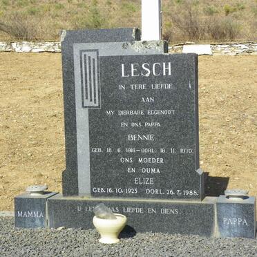 LESCH Bennie 1916-1970 &amp; Elize 1925-1988