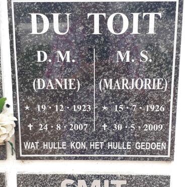 TOIT D.M., du 1923-2007 &amp; M.S. 1926-2009