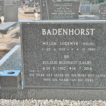 BADENHORST Willem Lodewyk 1932-1985 &amp; Eulalie Blignaut 1932-2016