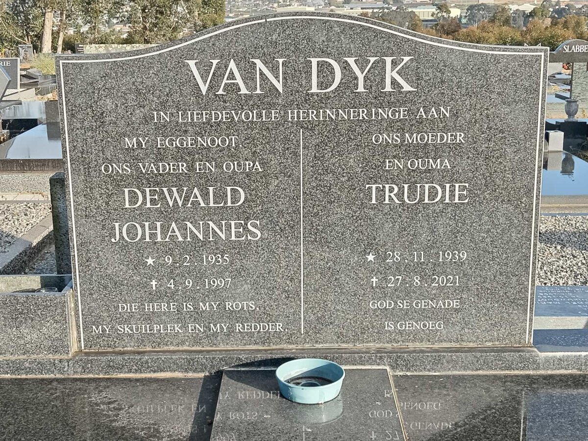 DYK Dewald Johannes, van 1935-1997 &amp; Trudie 1939-2021 :: DYK Maria Petronella, van 1941-2020