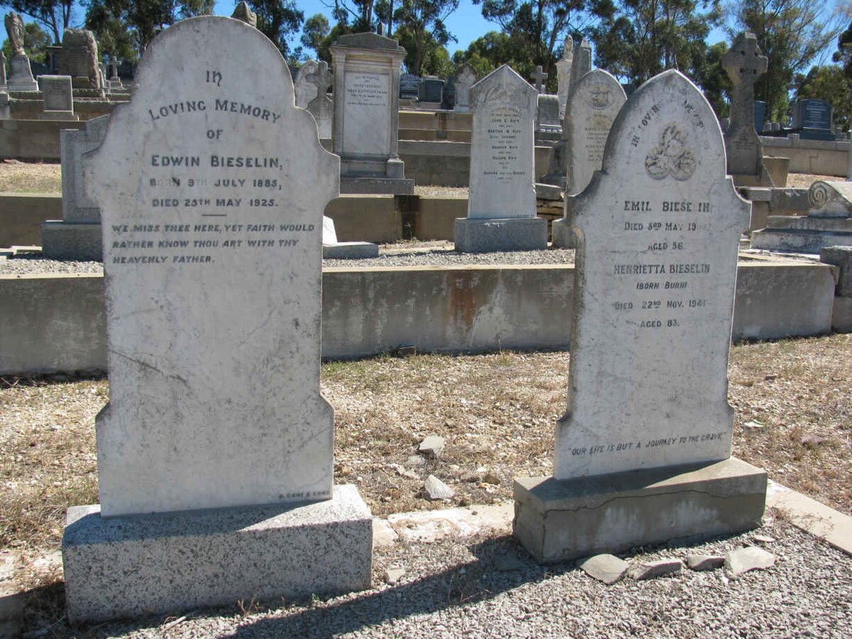 BIESELIN Edwin 1885-1925 :: BIESELIN Emil -1906 &amp; Henrietta BURN -1941