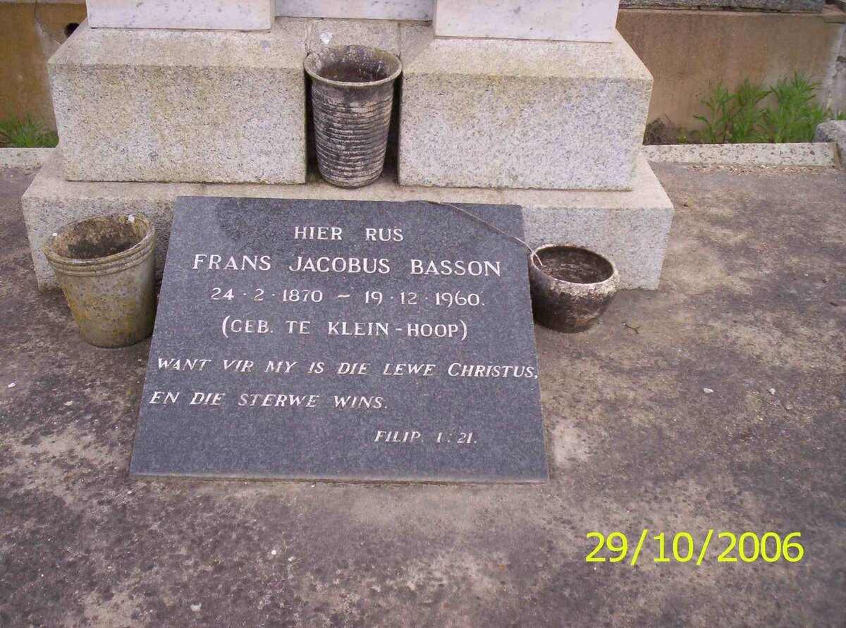 BASSON Frans Jacobus 1870-1960