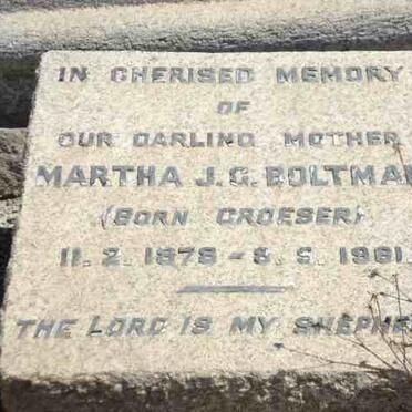 BOLTMAN Martha J.G. NEE CROESER 1878-1961