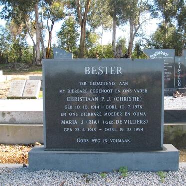 BESTER Christiaan P.J. 1914-1976 &amp; Maria J. DE VILLIERS 1918-1994