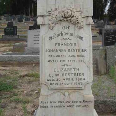 BESTBIER Francois Johannes 1856-1910 &amp; Elizabeth C.W. 1864-1943