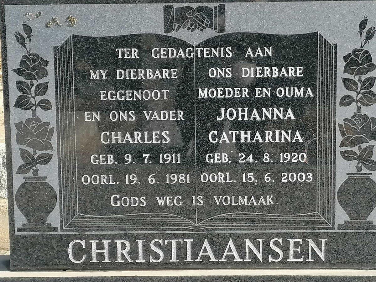 CHRISTIAANSEN Charles 1911-1981 &amp; Johanna Catharina 1920-2003