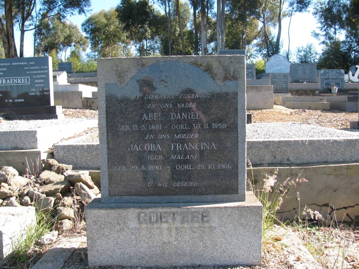 COETZEE Abel Daniel 1881-1958 &amp; Jacoba Francina MALAN 1890-1966