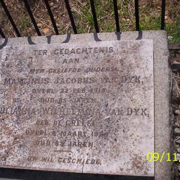 DYK Martinus Jacobus, van -1919 &amp; Julianna Wilhelmina DE GREEFF -1925