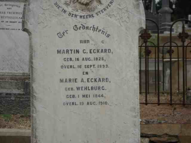 ECKARD Martin G. 1826-1893 &amp; Marie A. WEHLBURG 1844-1910