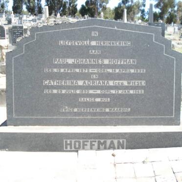 HOFFMAN Paul Johannes 1875-1939 &amp; Catherina Adriana WIESE 1890-1965