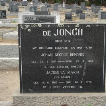 JONGH Johan George Hendrik, de 1891-1969 &amp; Jacomina Maria BESTER 1889-1978