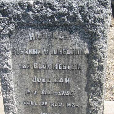 JORDAAN Susanna Wilhelmina, VAN BLOMMESTEIN nee MALHERBE -1934