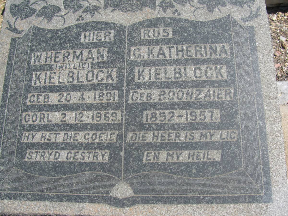 KIELBLOCK W. Herman 1891-1969 &amp; G. Katherina BOONZAIER 1892-1957