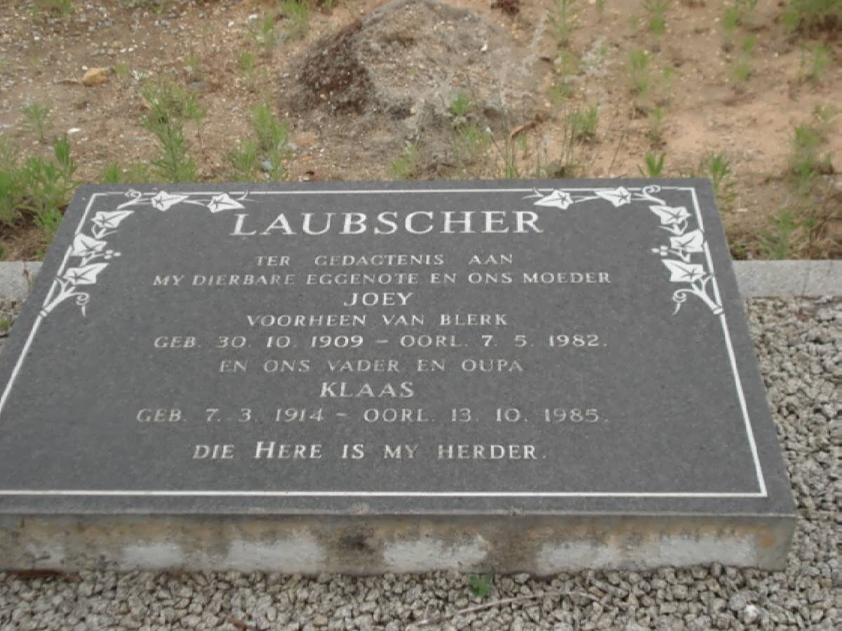 LAUBSCHER Klaas 1914-1985 &amp; Joey VAN BLERK 1909-1982