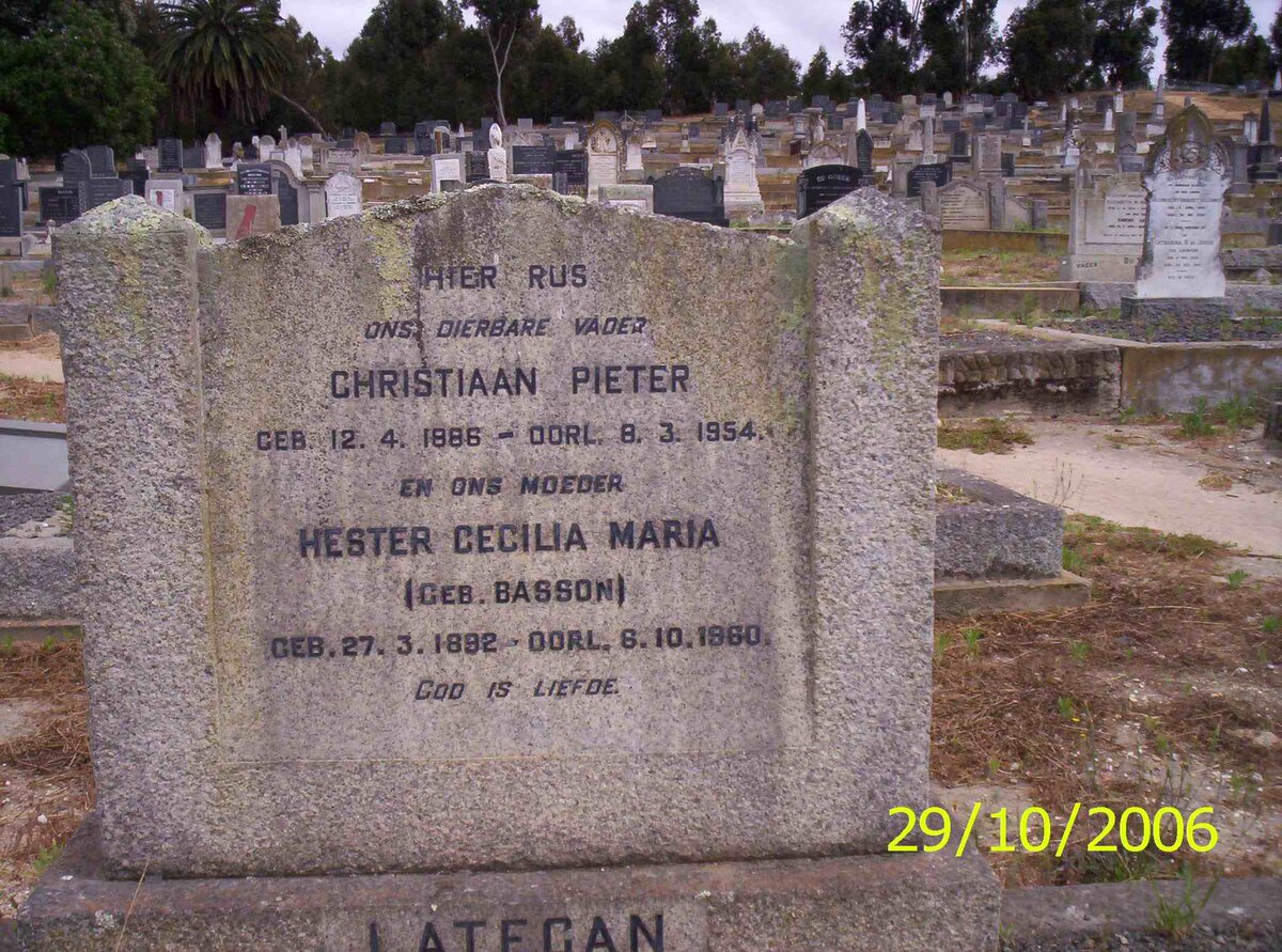 LATEGAN Christiaan Pieter 1886-1954 &amp; Hester Cecilia Maria BASSON 1892-1960