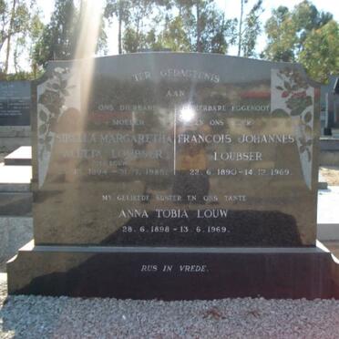 LOUBSER Francois Johannes 1890-1969 &amp; Sibella Margaretha Aletta LOUW 1894-1895 :: LOUW Anna Tobia 1898-1969