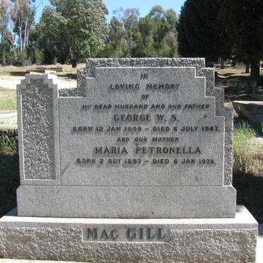 MACGILL George W.S. 1900-1947 &amp; Maria Petronella 1897-1978
